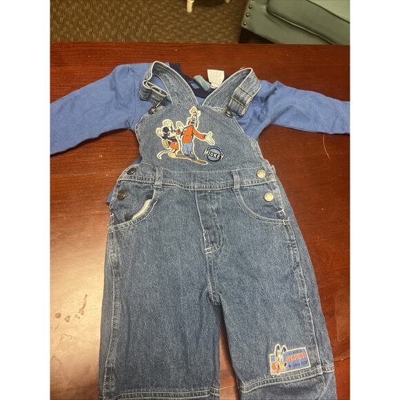 Vintage 90 Disney Mickey Mouse & Friends Embroidered Overalls & Shirt 2T - Picture 11 of 13